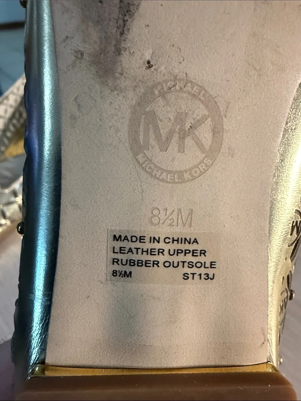 Michael Kors Gabriella Metallic Gold Perforated Logo Flats